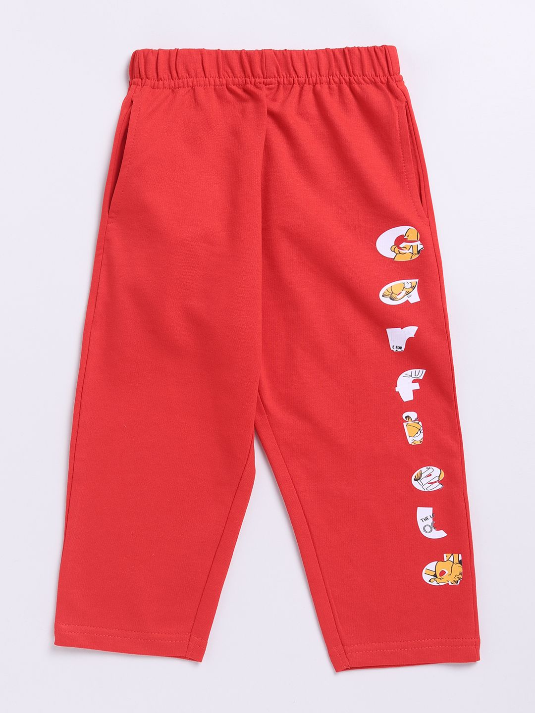 Happy Faces Boys Garfield Printed Pure Cotton T-shirt with Trousers