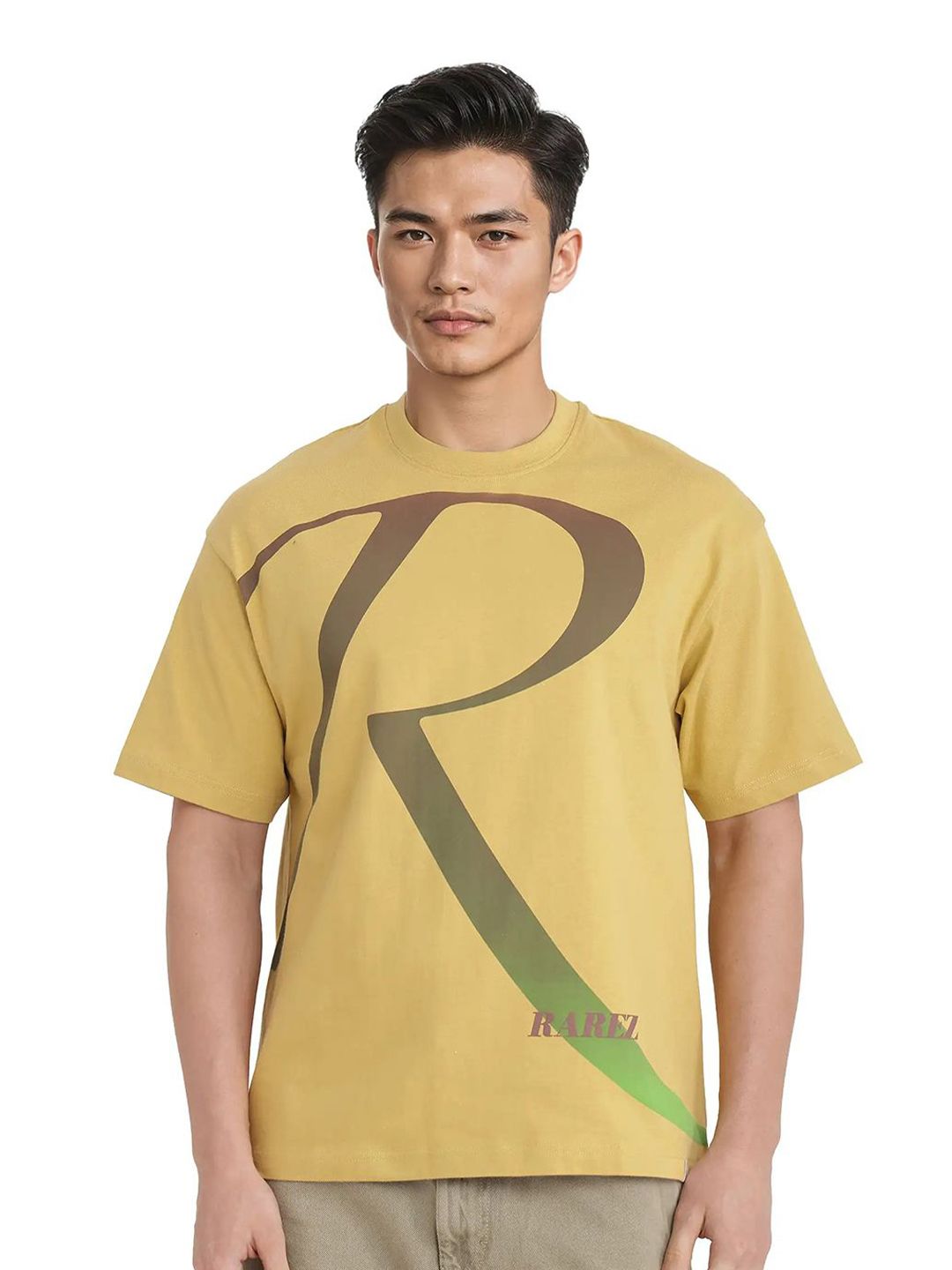RARE RABBIT Men ELZO Typography Printed Round Neck Cotton Relaxed Fit T-shirt