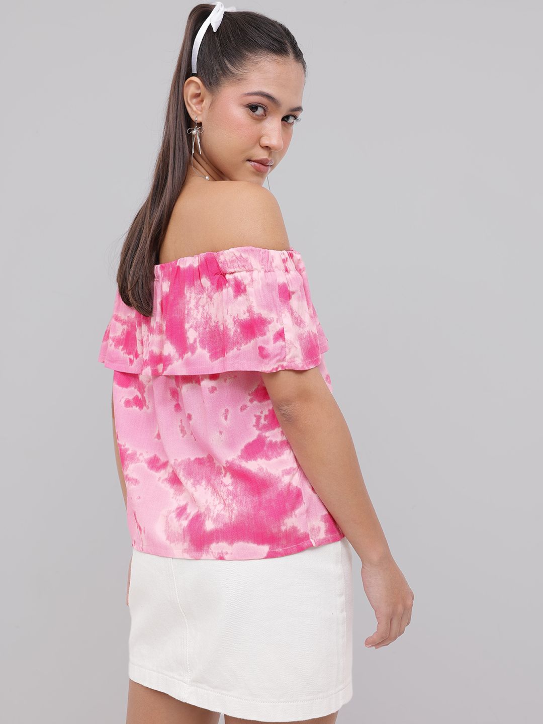 DressBerry Vibrant And Trendy Dyed Off-Shoulder Bardot Top