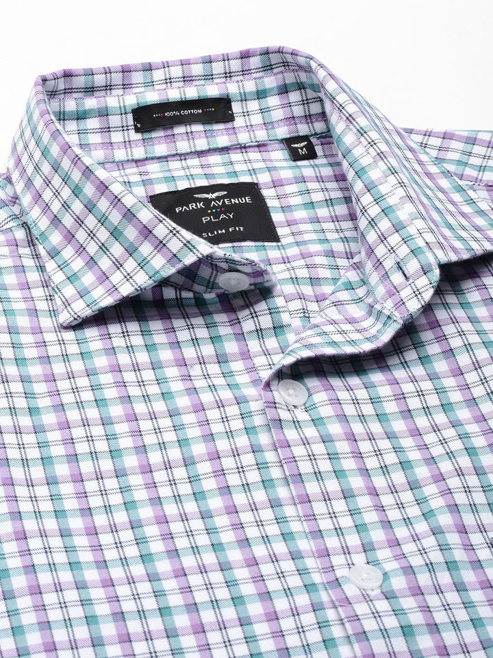 Park Avenue Slim Fit Pure Cotton Checked Casual Shirt