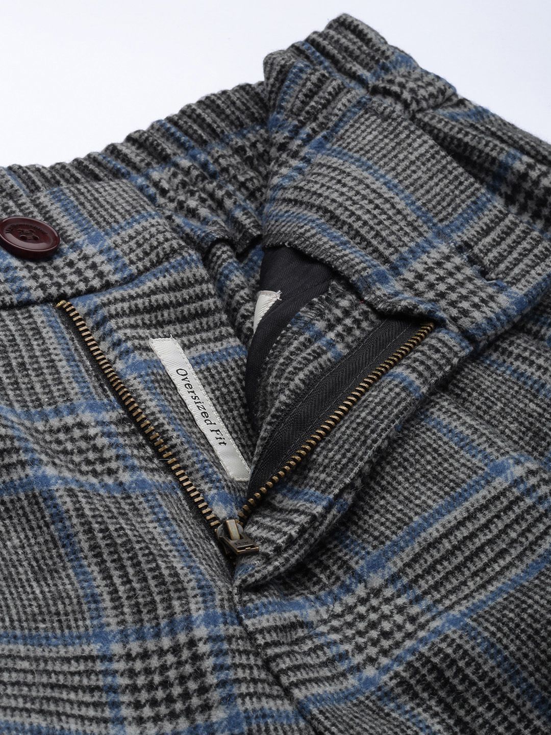 Mr Bowerbird Men Checked Tweed Pleated Cargos Trousers