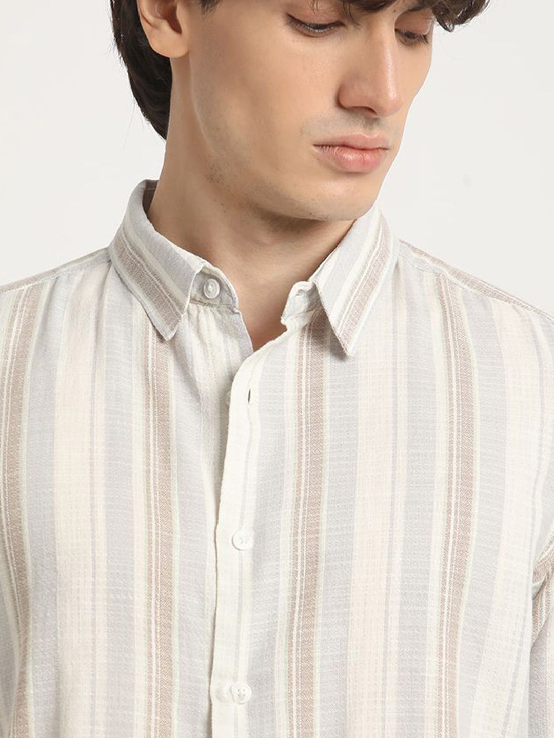 THE BEAR HOUSE Men's Striped Slim Fit Casual Shirt
