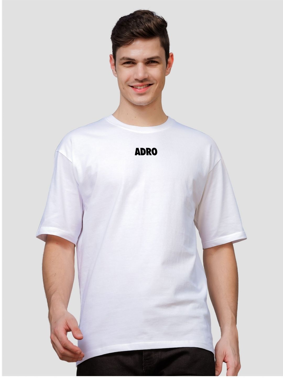 ADRO Lelaki Baju T-Shirt Bersaiz Besar Kapas Lengan Jatuh Bercetak Grafik