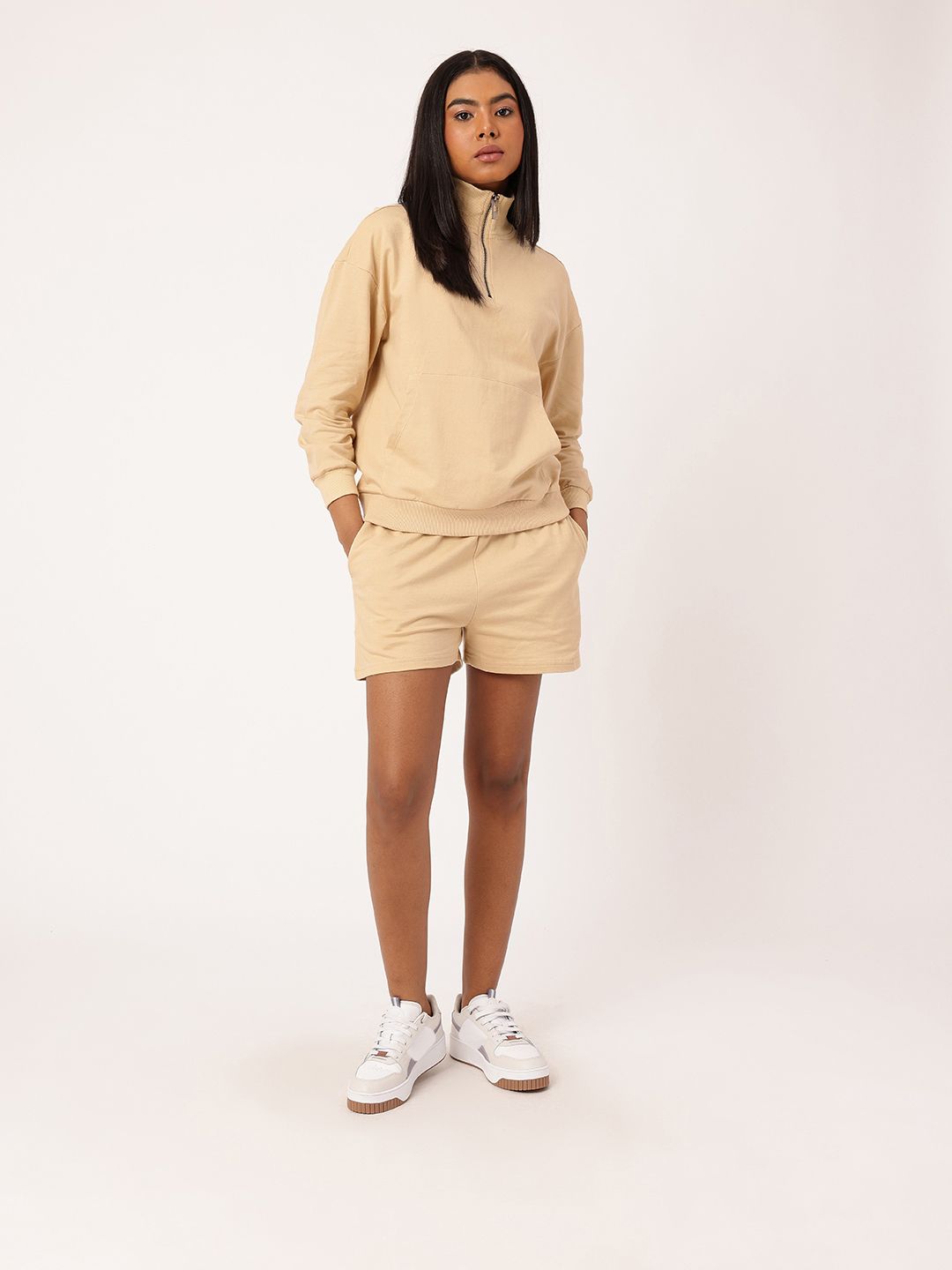 Kook N Keech Street Savvy Printed Relaxed Sweatshirt With Shorts Co-Ords Set