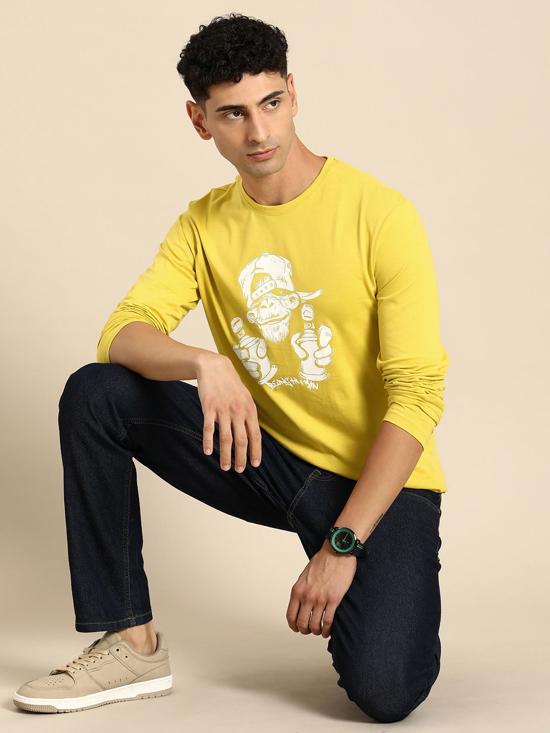 Being Human Men Graphic & Brand Logo Print Pure Cotton T-shirt