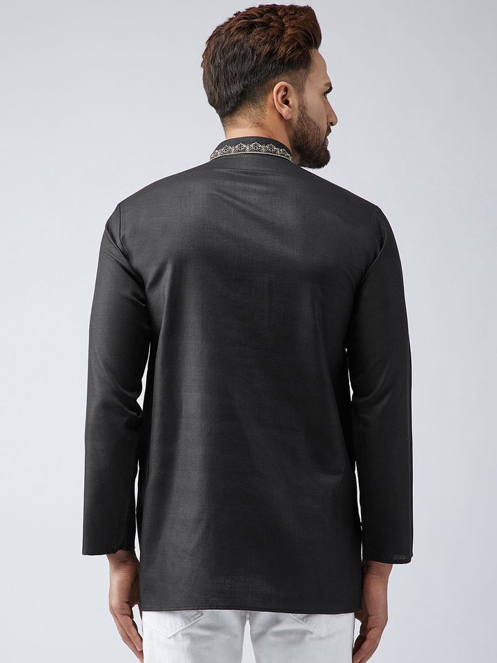SOJANYA Kurta Pendek Bersulam Hitam Lelaki