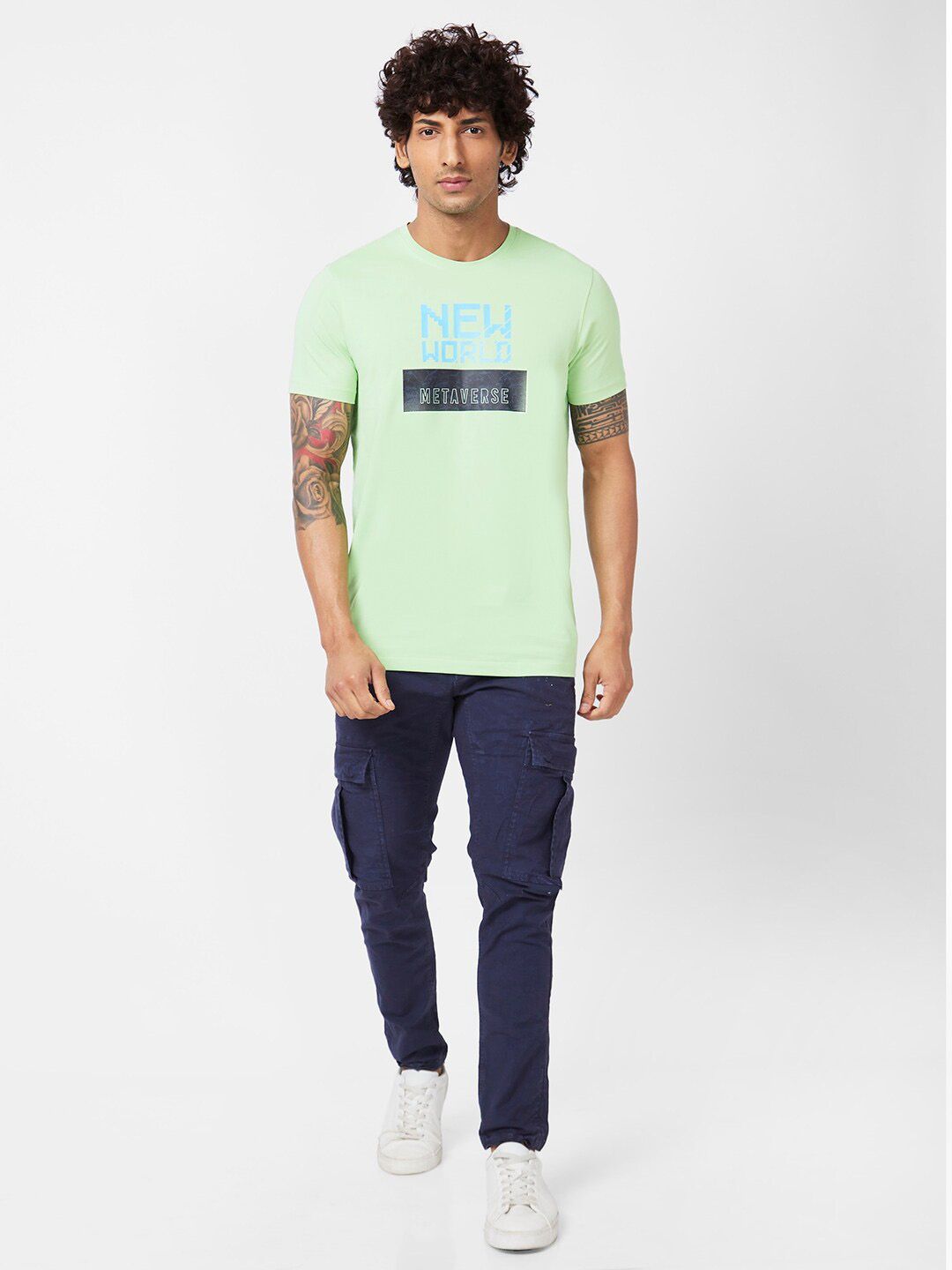 SPYKAR Typography Printed Slim Fit Cotton T-Shirt
