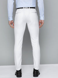 DENNISON Men White Solid Smart Auto Fit Waist Formal Trousers