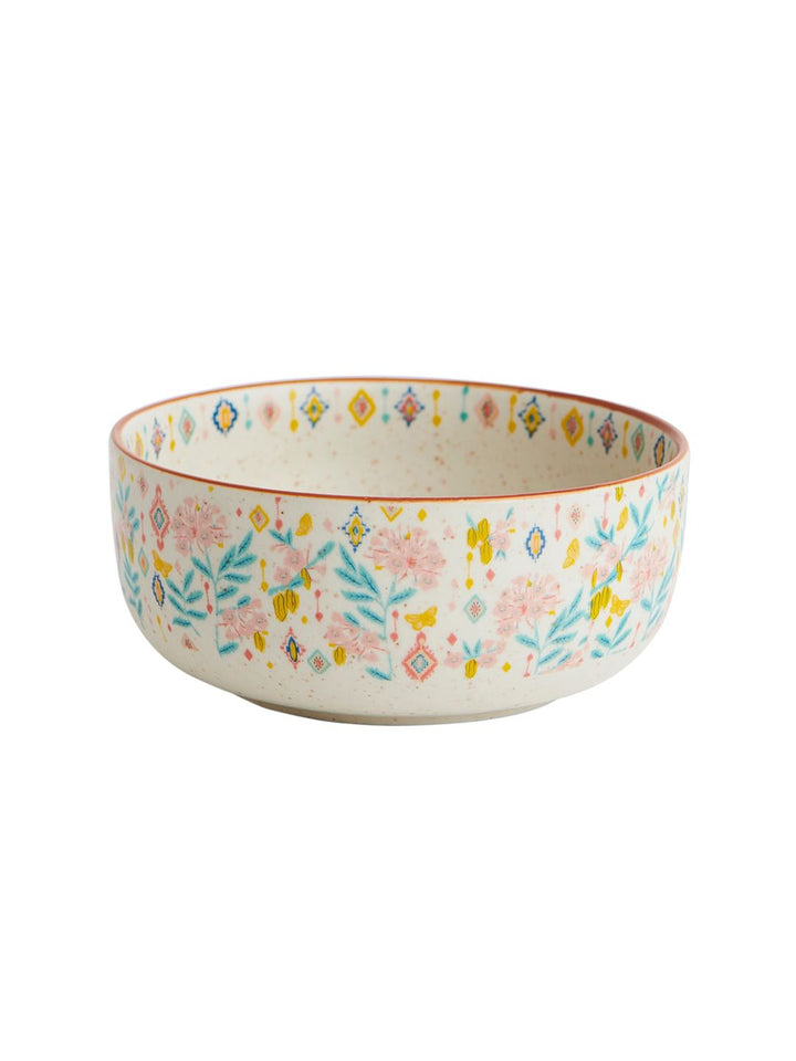 Chumbak White & Blue Floral Ceramic Serving Bowls