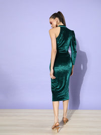 STREET 9 Women Green Solid Velvet Dress