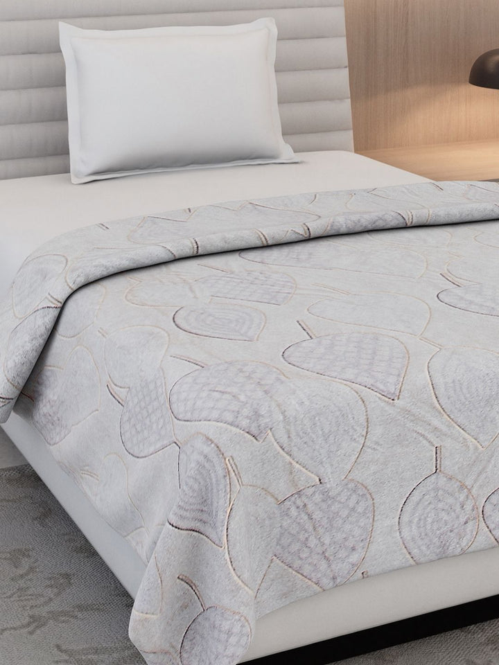 Monte Carlo Grey Ethnic Motifs Printed AC Room 290 GSM Single Bed Blanket