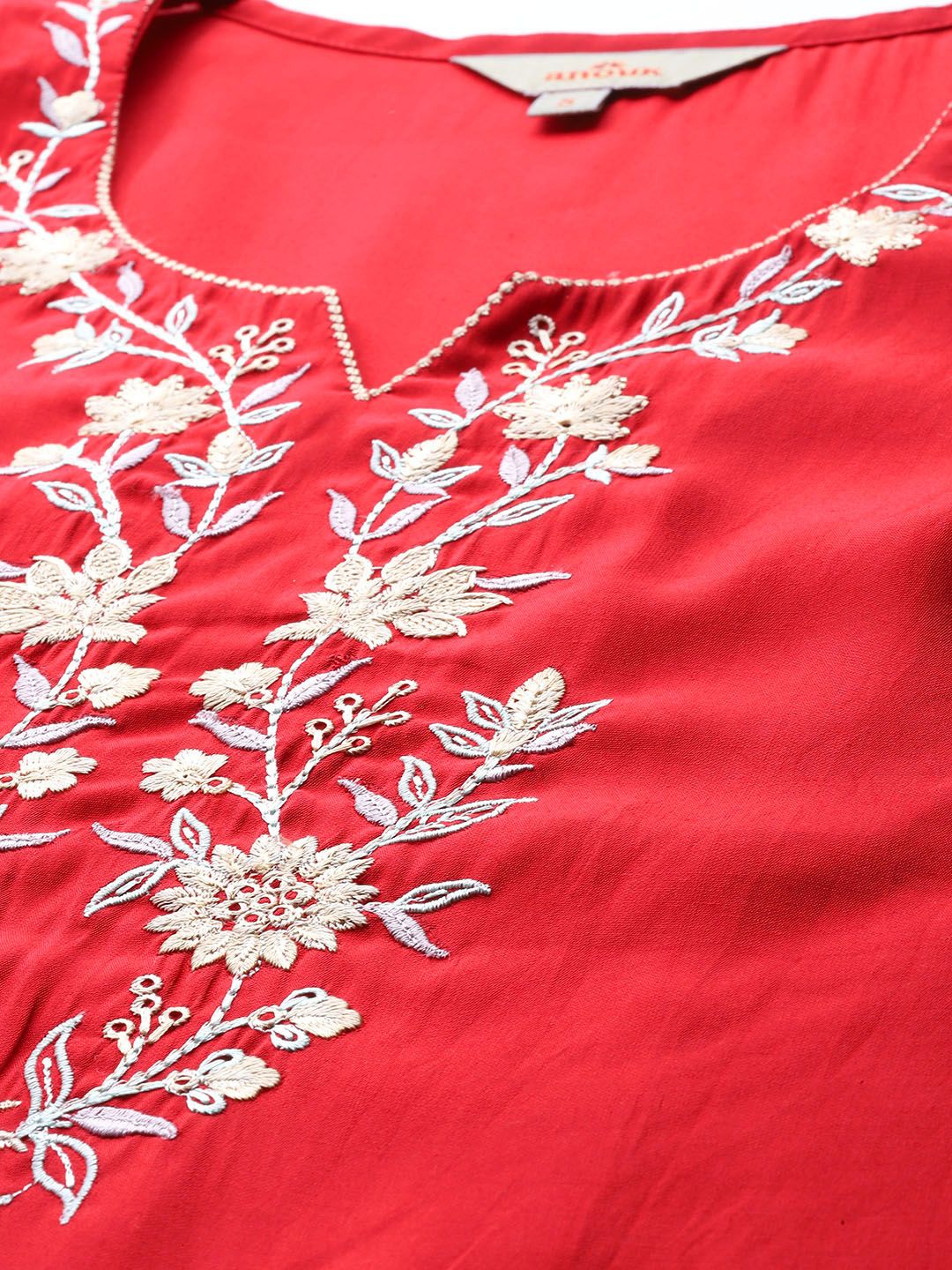 Anouk Women Floral Yoke Design Straight Kurta