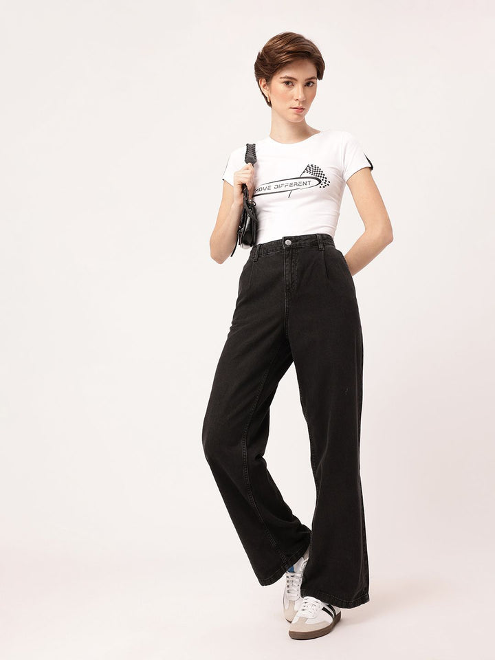 DressBerry Street Swagger Printed Casual Crop T-shirt