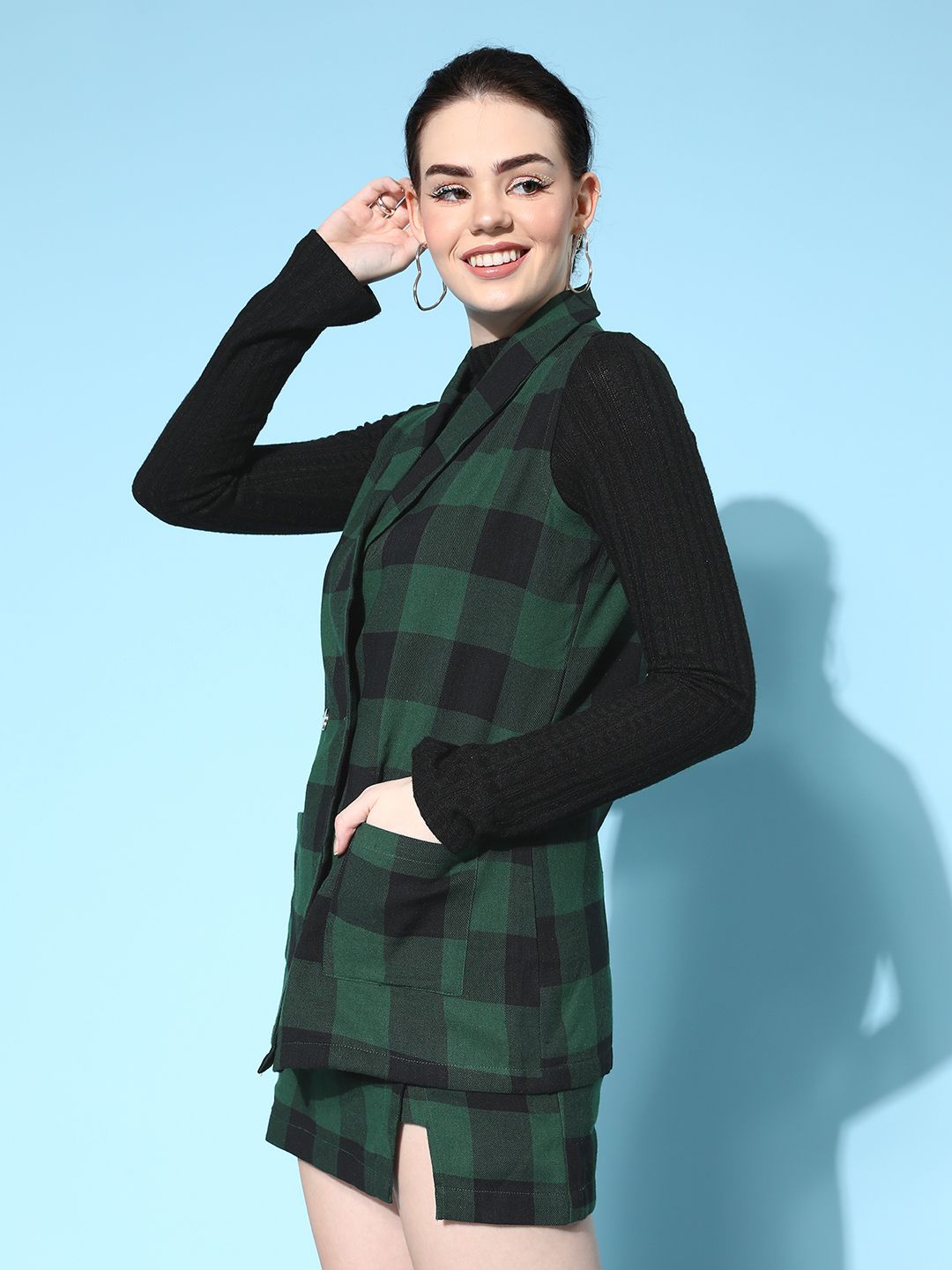 SASSAFRAS Women Flannel Checked Blazer