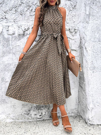 all about you Abstract Printed Halter Neck Fit & Flare Midi Dress