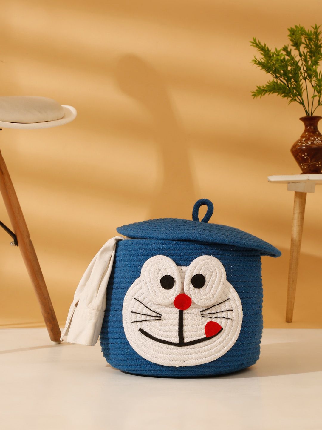 Hosta Home Kids Blue & White Cartoon Face Pure Cotton Laundry Bag