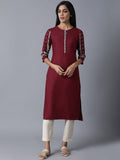 W Yoke Design Keyhole Neck Floral Printed Straight Kurta