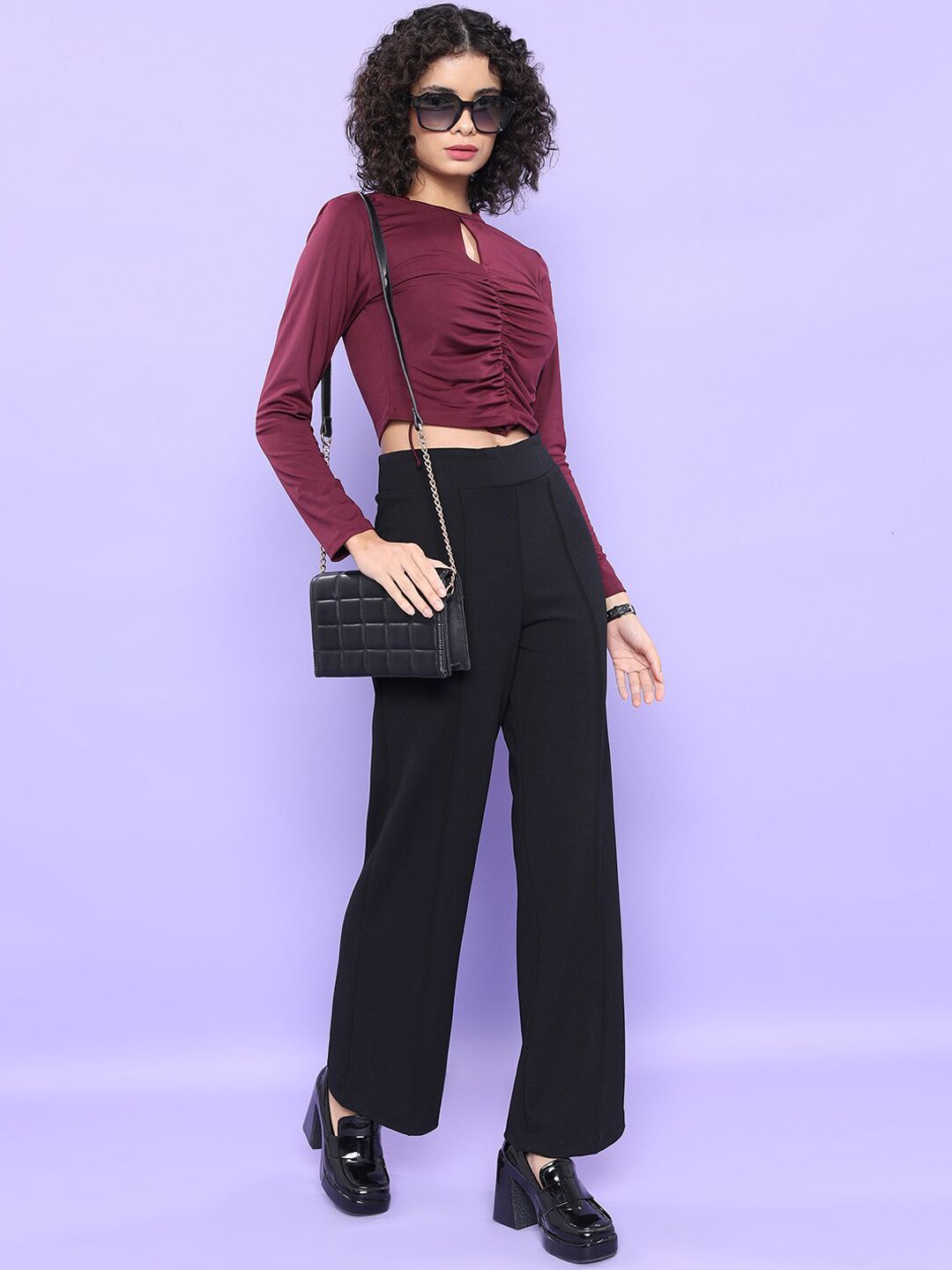 CHIC BY TOKYO TALKIES Women Flared Fit High-Rise Parallel Trousers