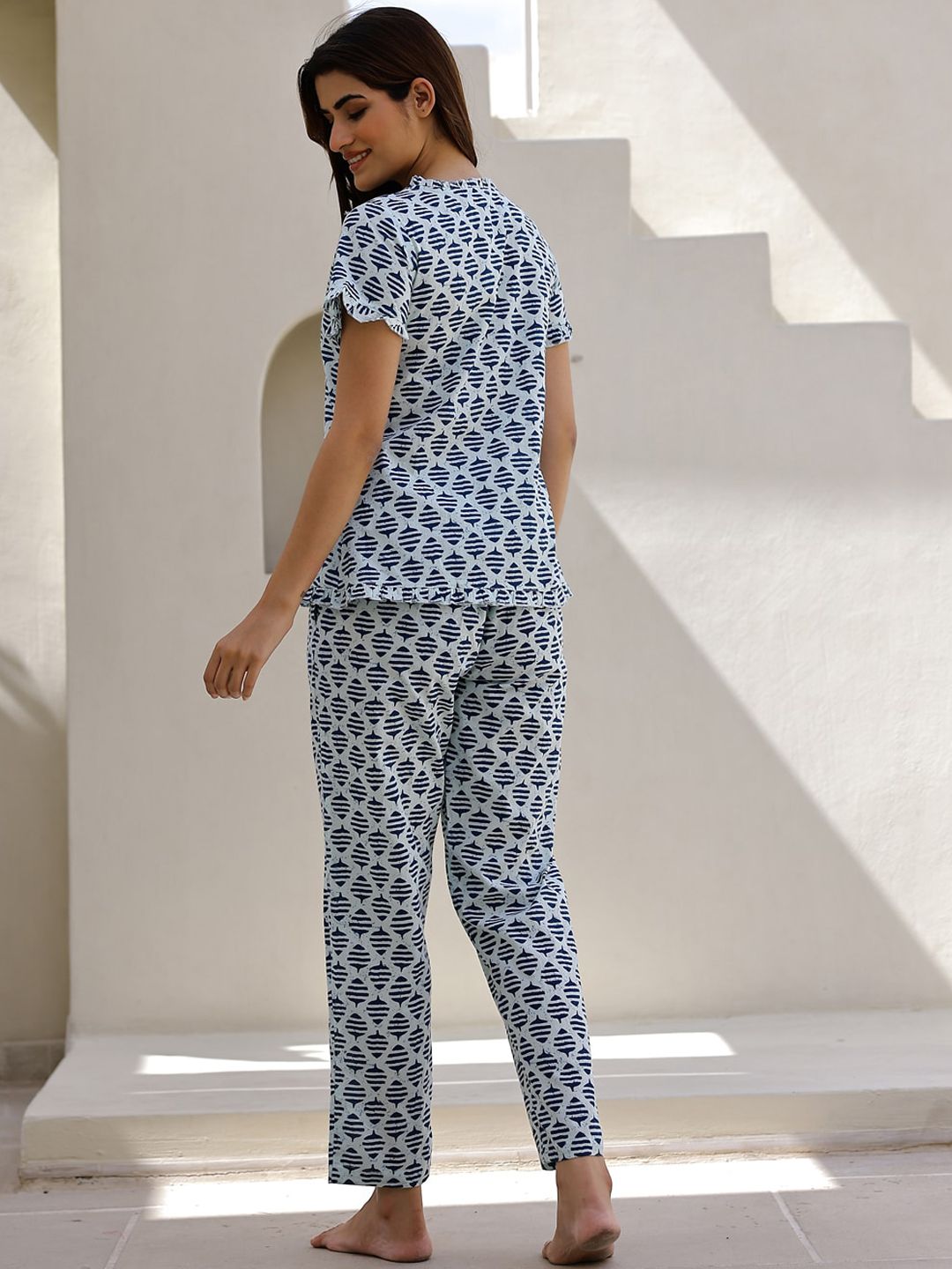 SANSKRUTIHOMES Ethnic Motifs Printed Pure Cotton Night suit