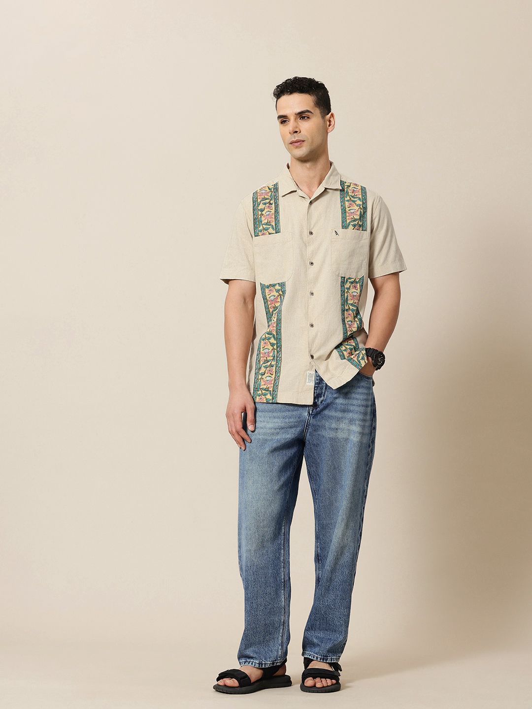 Mr Bowerbird Cotton Linen Applique Detailed Casual Shirt