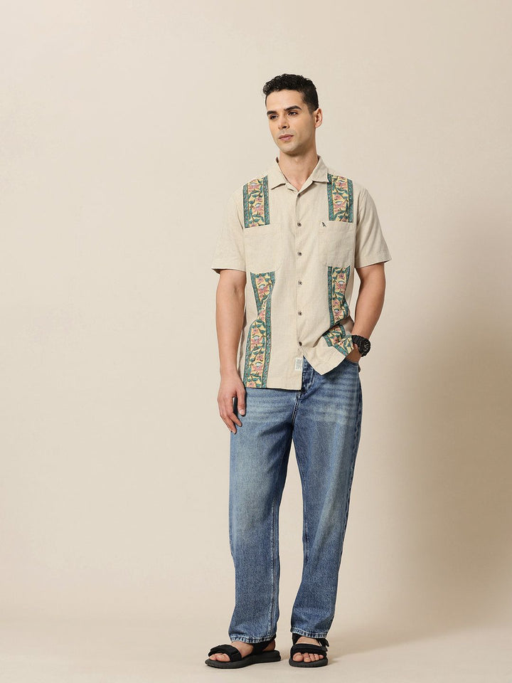 Mr Bowerbird Cotton Linen Applique Detailed Casual Shirt