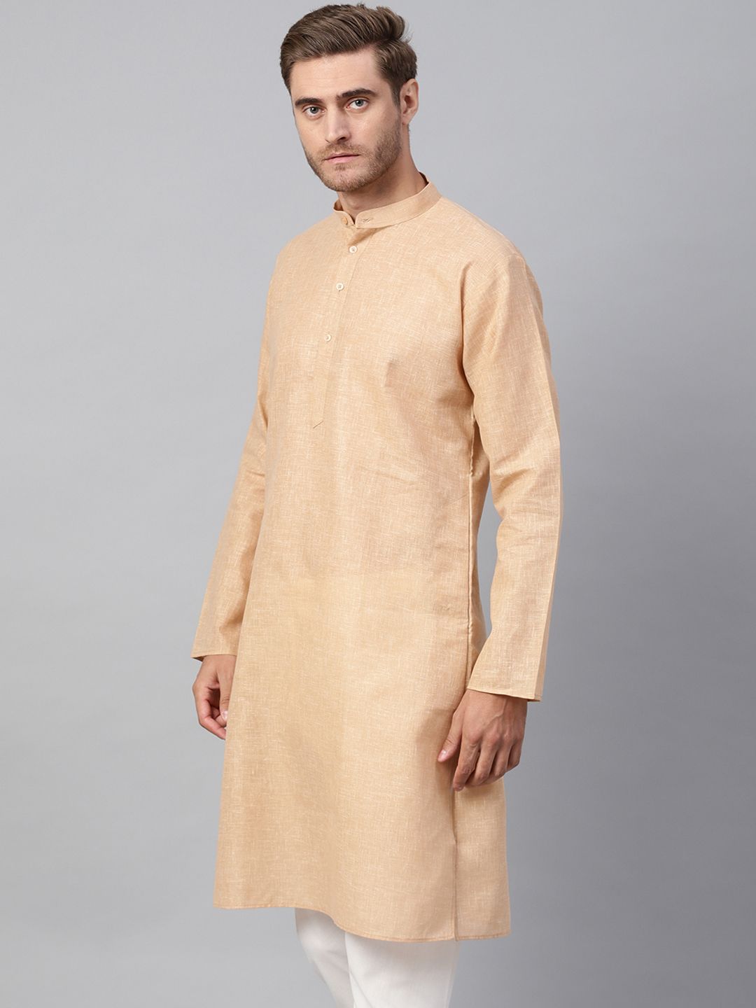 SOJANYA Men Brown Woven Design Straight Kurta