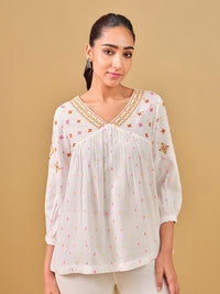 Global Desi V-Neck Floral Printed Top