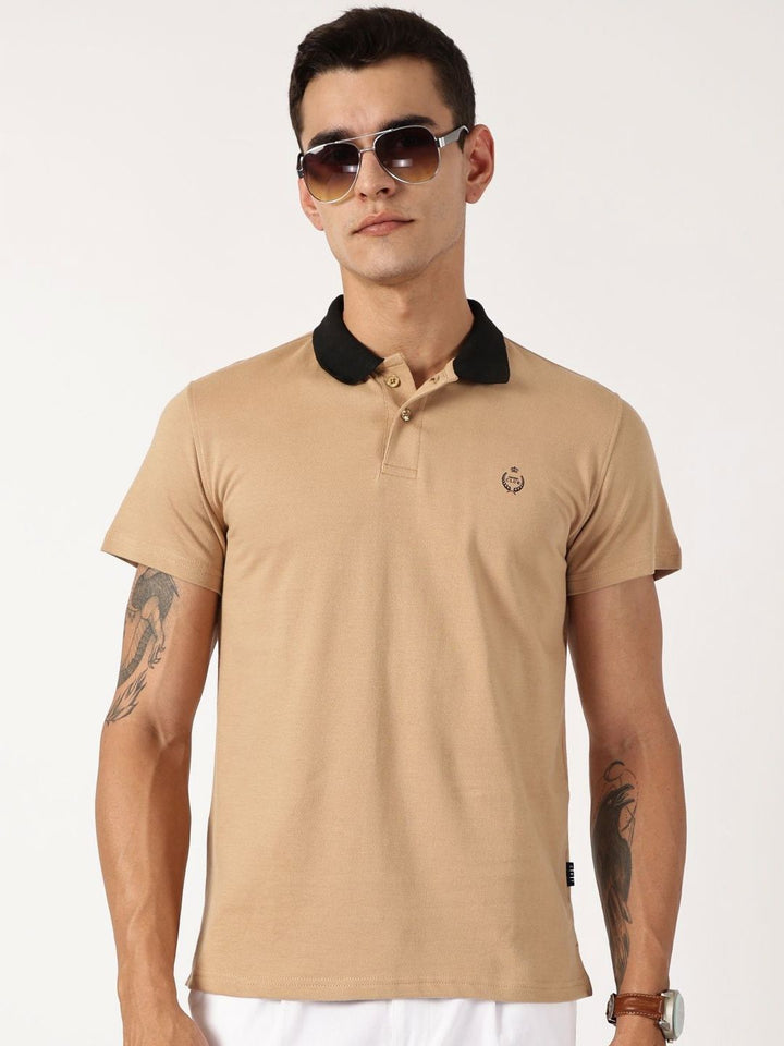 Thomas Scott Men Solid Polo Collar Cotton T-shirt