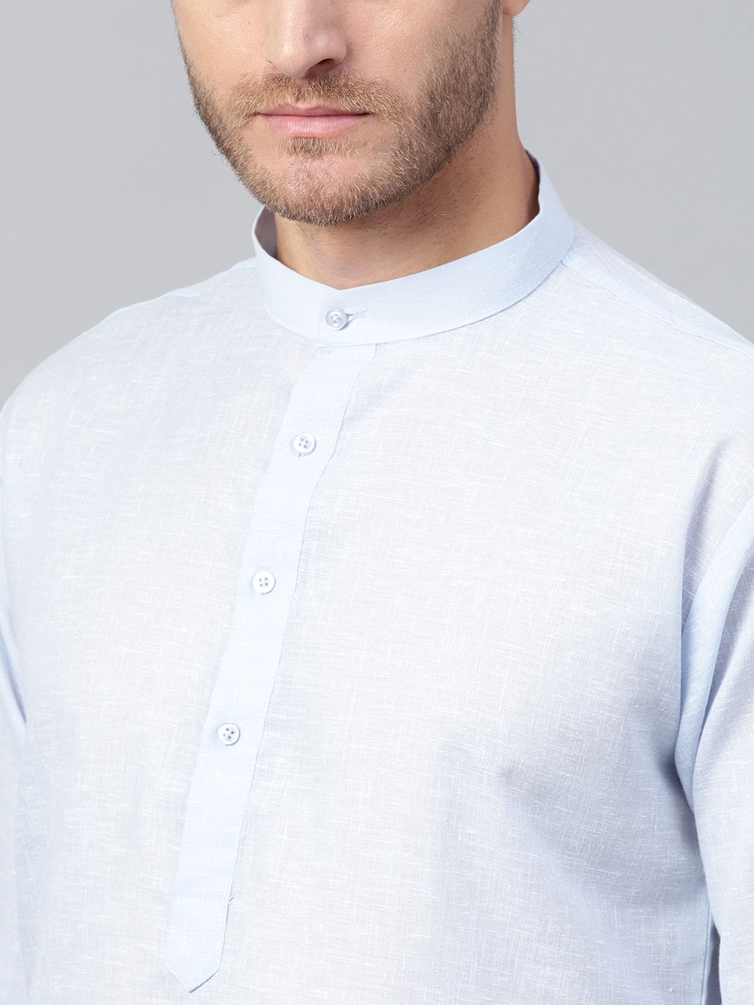 SOJANYA Men Blue Woven Design Straight Kurta