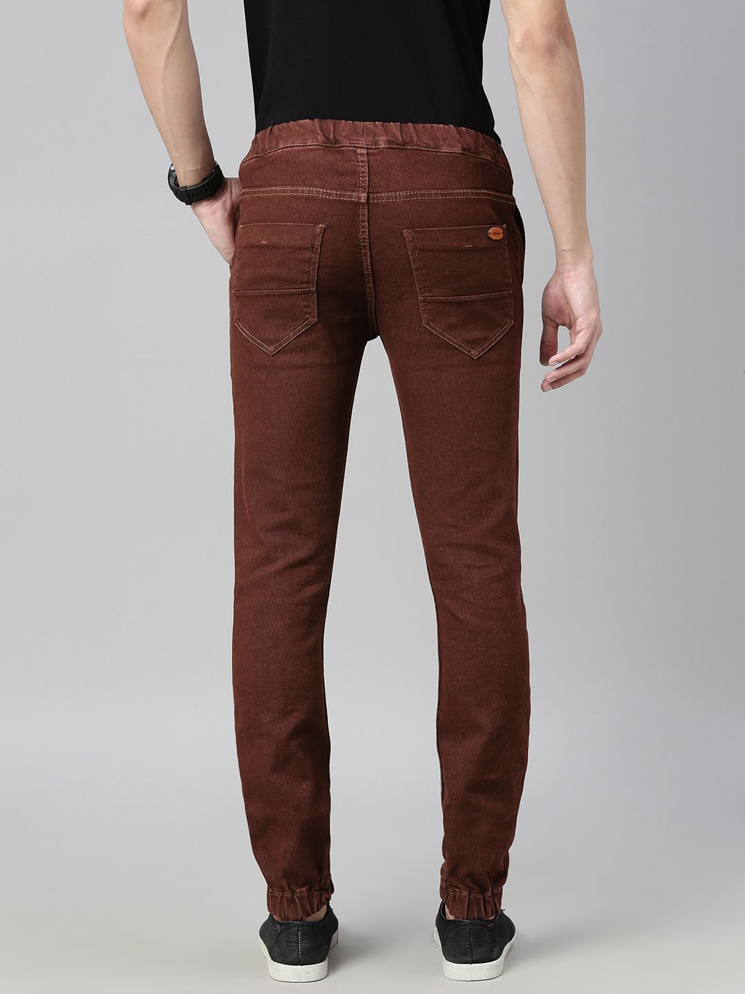 Urbano Fashion Men Brown Jogger Mid-Rise Clean Look Stretchable Jeans