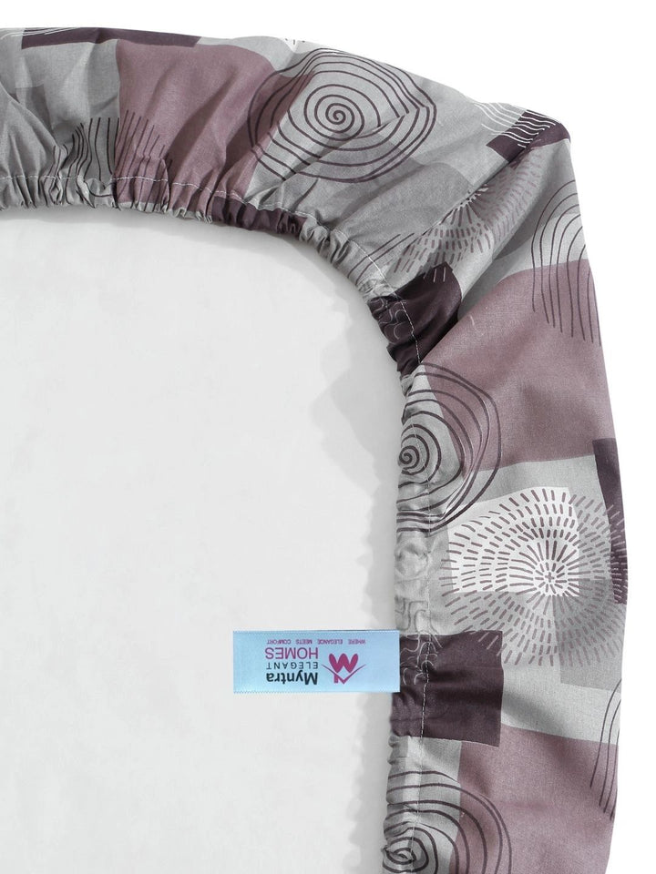 Myntra Elegant Homes Purple Geometric 400 TC Single Bedsheet with 1 Pillow Covers