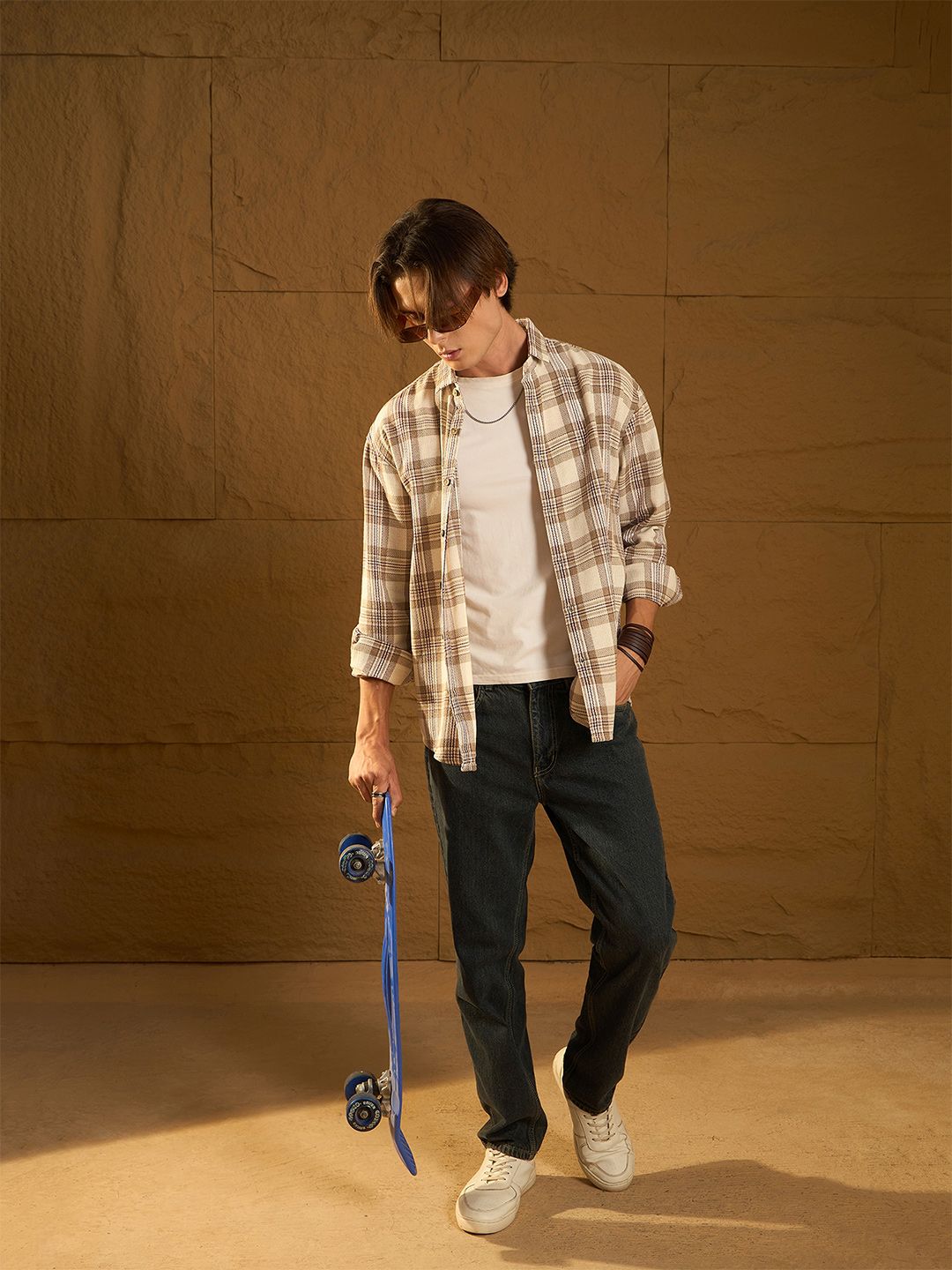 Dennison Men Checked Oversized Cotton Shirt