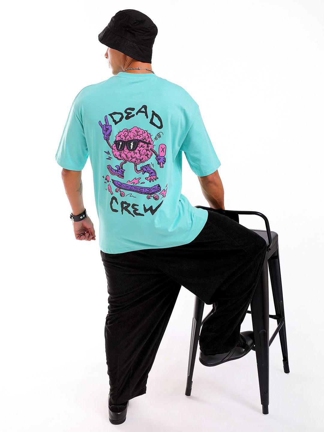 The Indian Garage Co Men Back Printed Round Neck Boxy Oversized T-shirt
