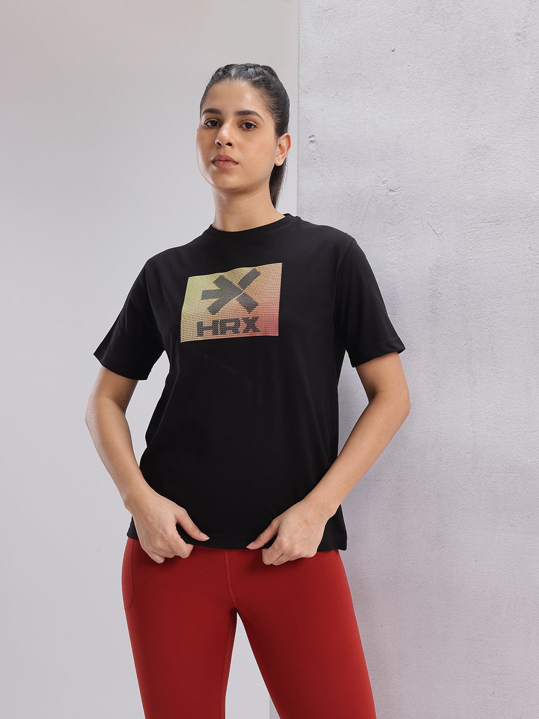 HRX by Hrithik Roshan Women Twin Collection Brand Logo Printed T-shirt