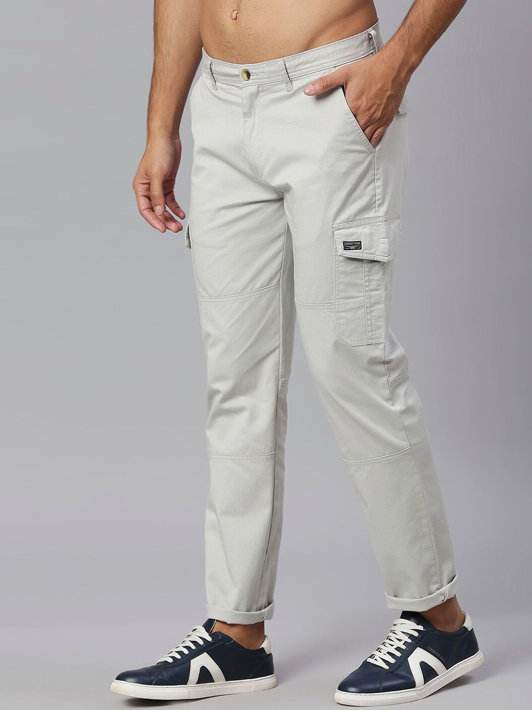 Thomas Scott Men Smart Slim Fit Easy Wash Cargos Trousers