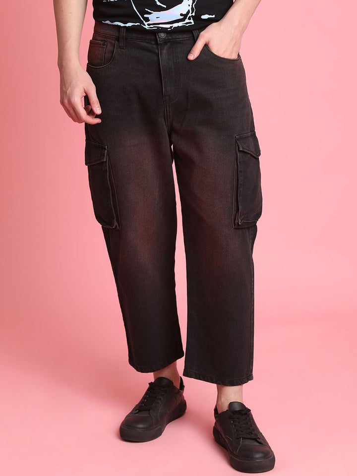 Bene Kleed Men Loose Cropped Rust Tinted Jeans