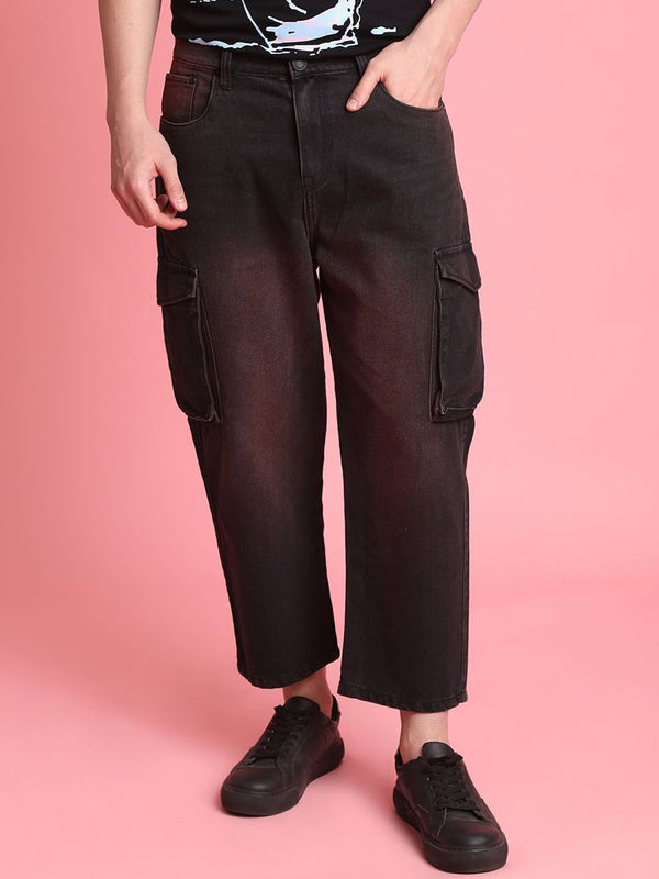 Bene Kleed Men Loose Cropped Rust Tinted Jeans
