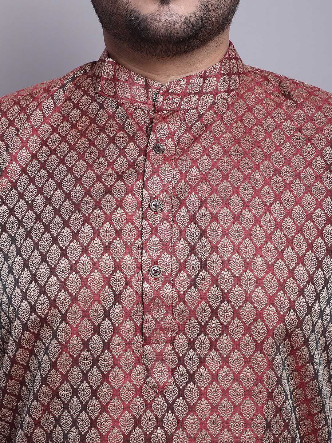 SOJANYA PLUS Plus Size Woven Design Kurta With Pyjamas & Printed Nehru Jacket