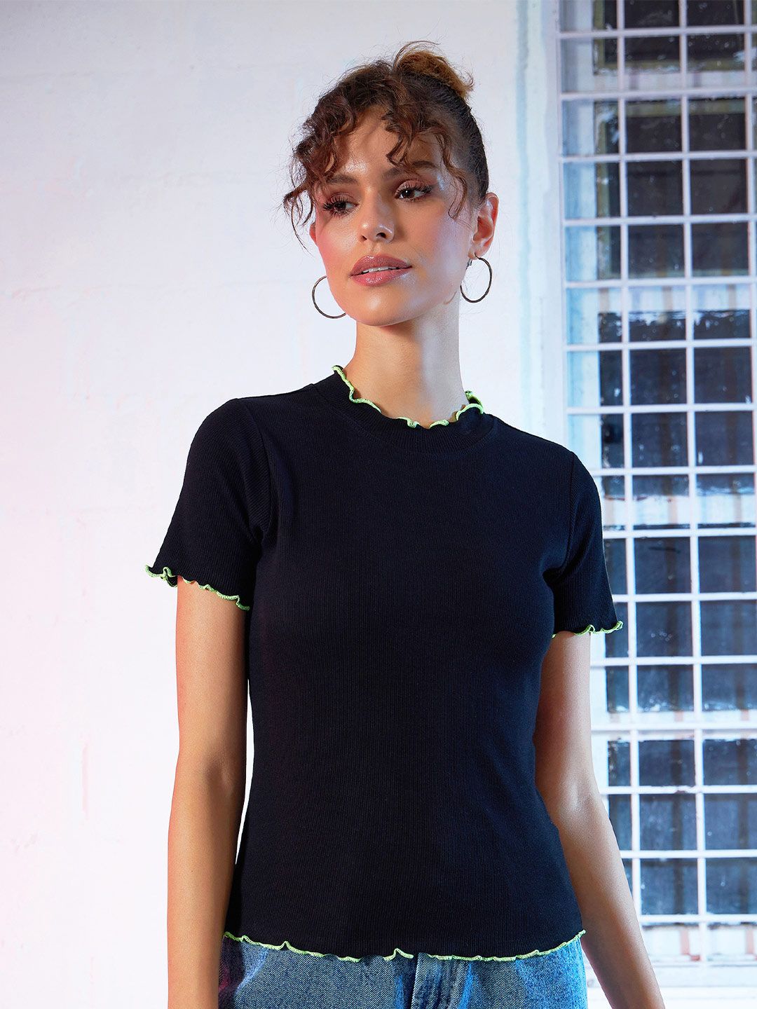 SASSAFRAS Black High-Neck Top