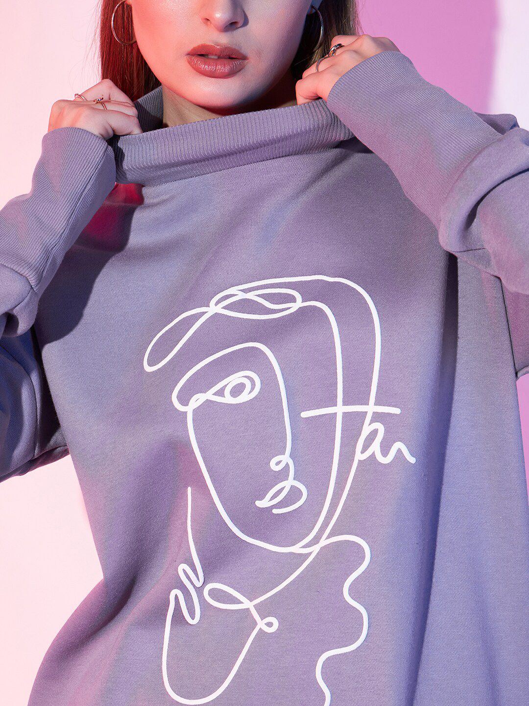 STREET 9 Graphic Printed Fleece Pullover Sweatshirt