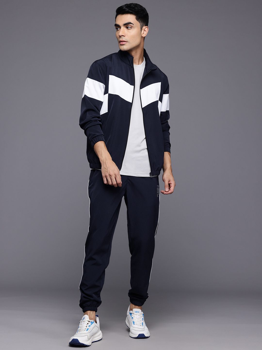 HRX by Hrithik Roshan Striped Rapid-Dry Running Tracksuit