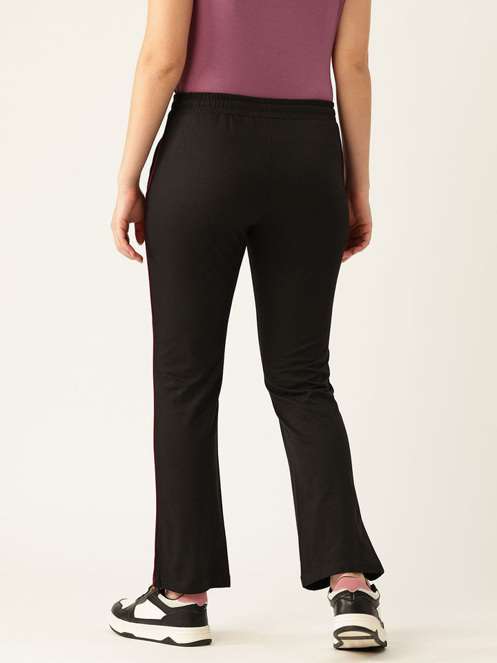Monte Carlo Women Mid-Rise Regular Fit Track Pants with Contrast Piping