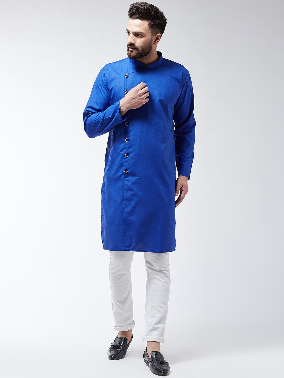 SOJANYA Lelaki Biru Solid Kurta Lurus