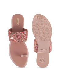 Metro Women Peach-Coloured One Toe Flats
