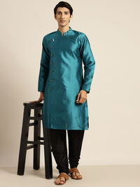 SOJANYA Men Teal Blue Woven Design Kurta