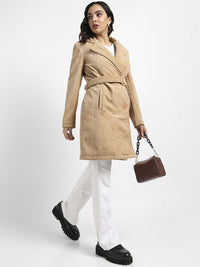 Kampus Sutra Beige Single-Breasted Long Coat