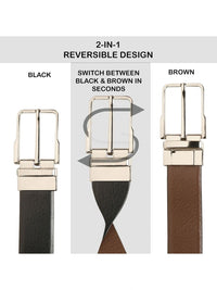 Teakwood Leathers Men Textured Leather Reversible Formal Belt