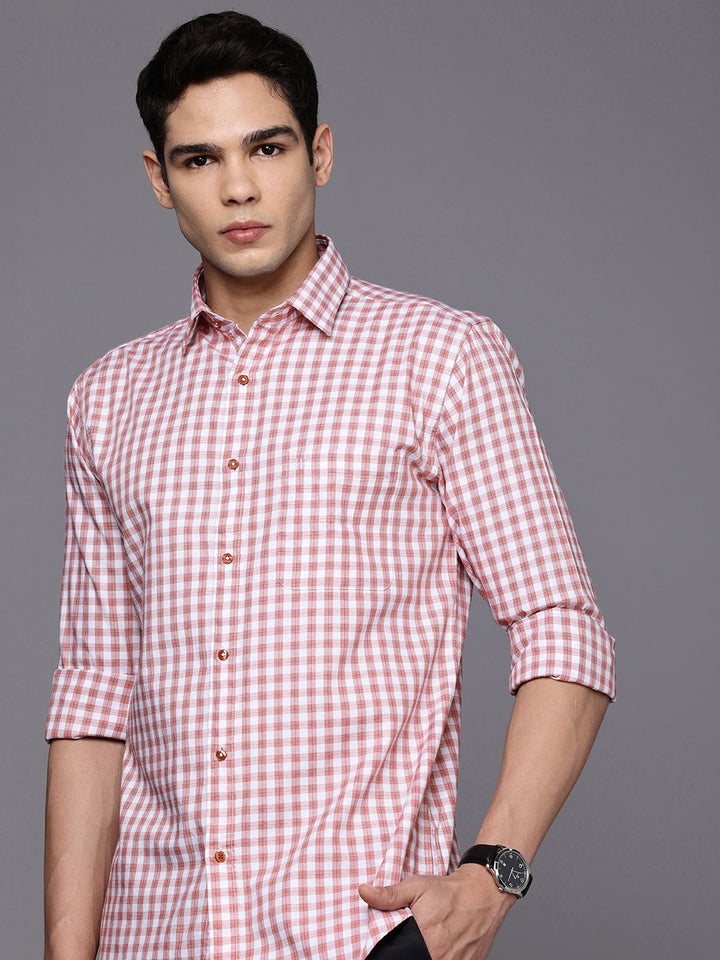 Raymond Pure Cotton Slim Fit Checked Casual Shirt