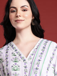 Anouk Floral Printed Kurta with Trousers & With Dupatta