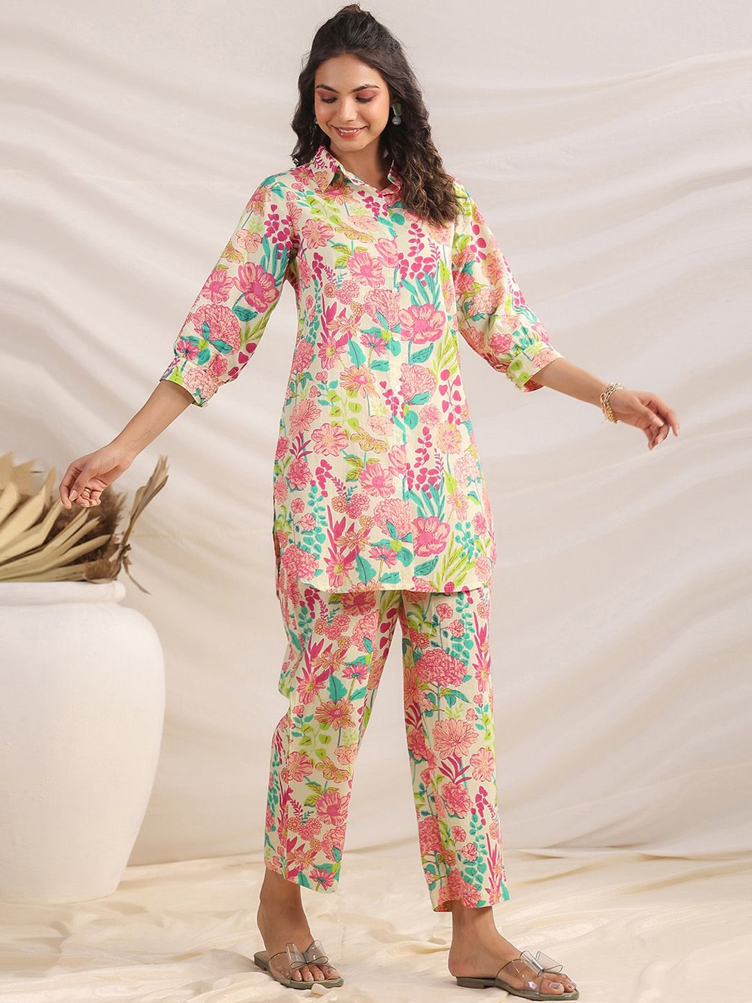 Janasya Women Cotton Floral Regular Co-ord Set